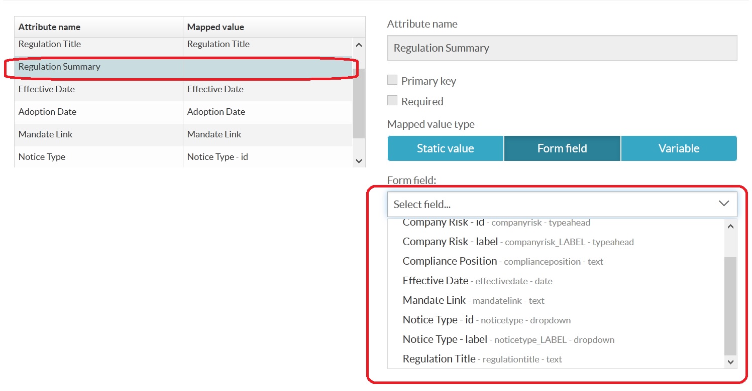 Storage Task Attribute Mappings Form