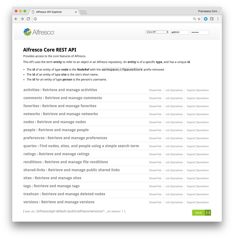 Alfresco API Explorer