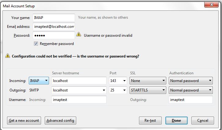 The error i get in thunderbird. password i gave alfresco account password.