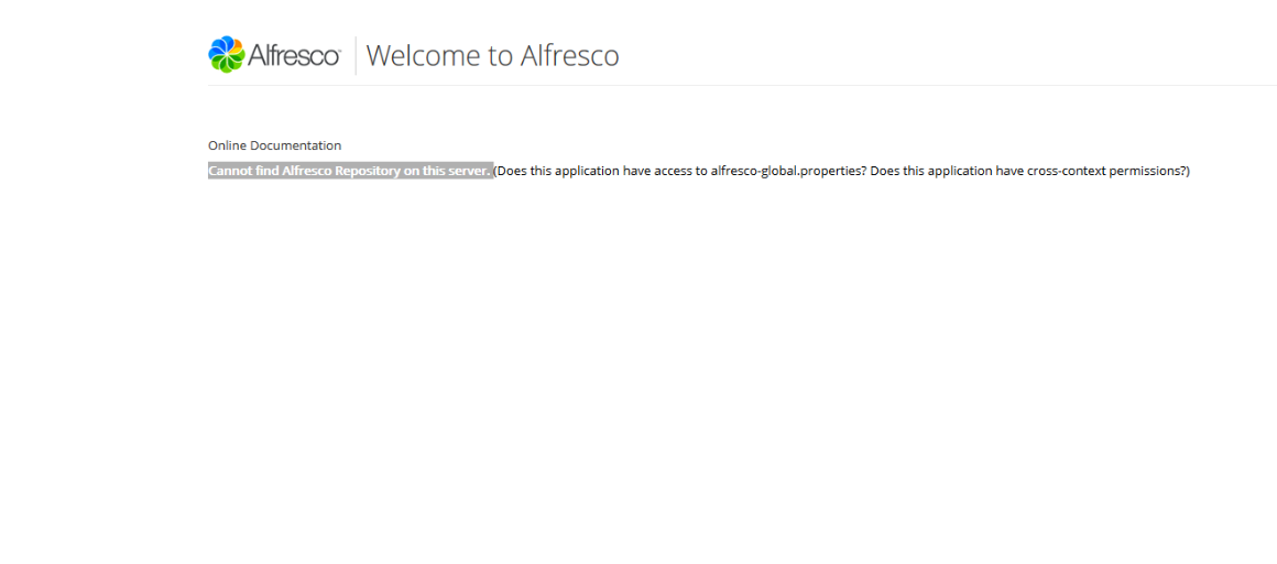 Alfresco UI with message