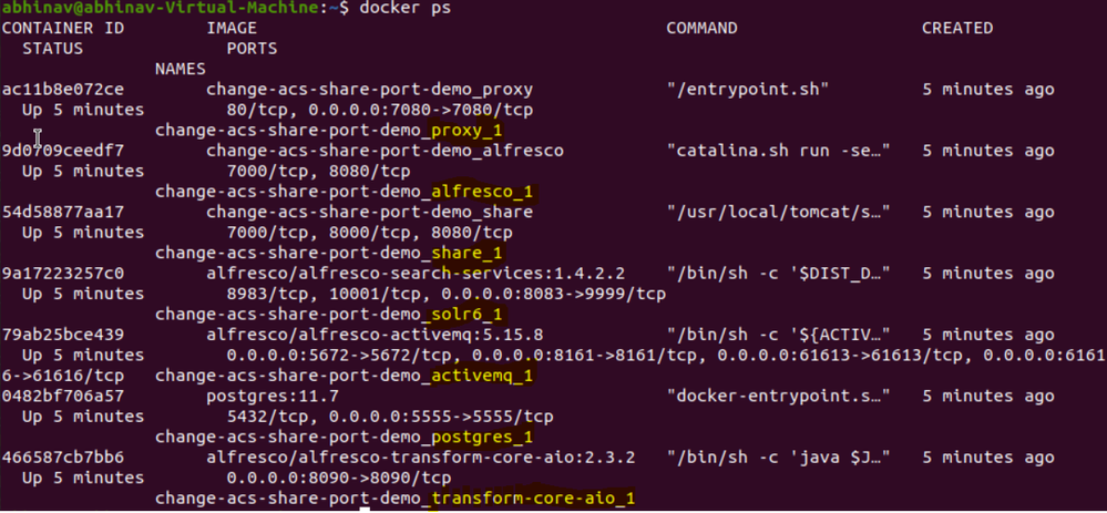 docker ps