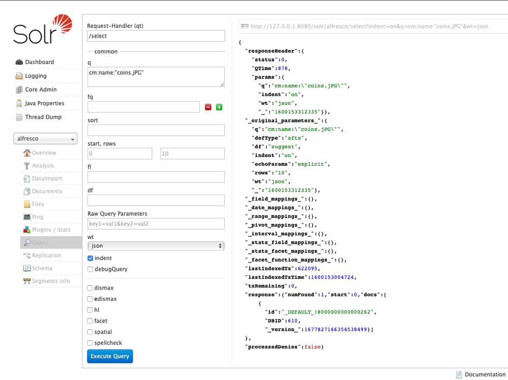 SOLR Web Console Query