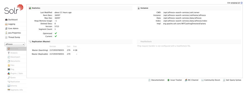 Solr admin console